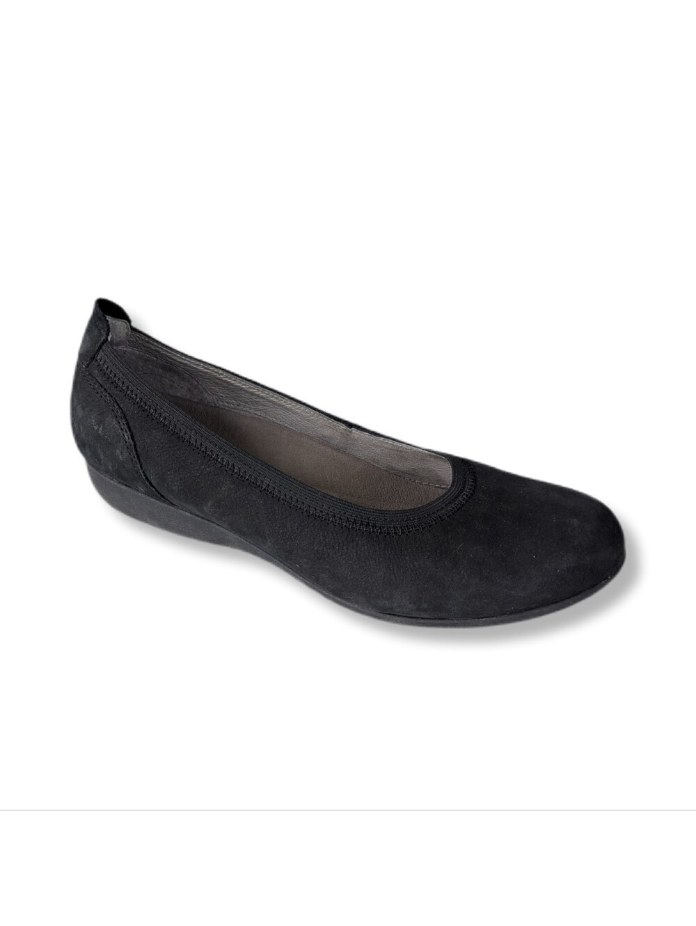 Dansko Kristen Women's Black Nubuck Leather Round Toe Slip On Ballet Flats